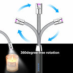 USB 360° Flexible Arc Lighter with LED Display – Windproof