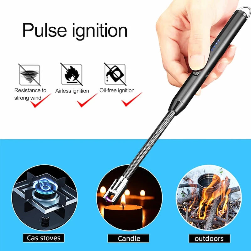 USB 360° Flexible Arc Lighter with LED Display – Windproof