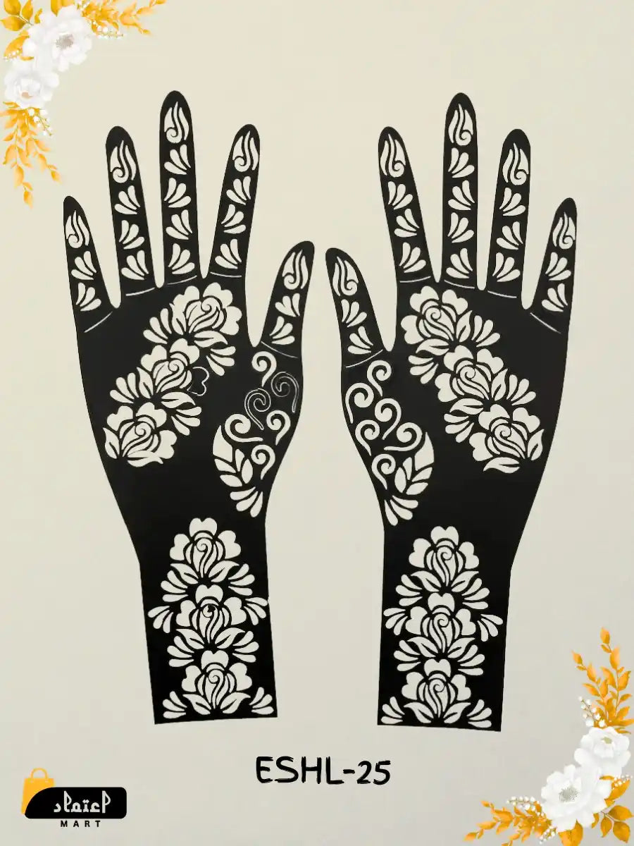 Reusable Full Hand Henna Stencil Stickers – Arabic Bridal Mehndi Design