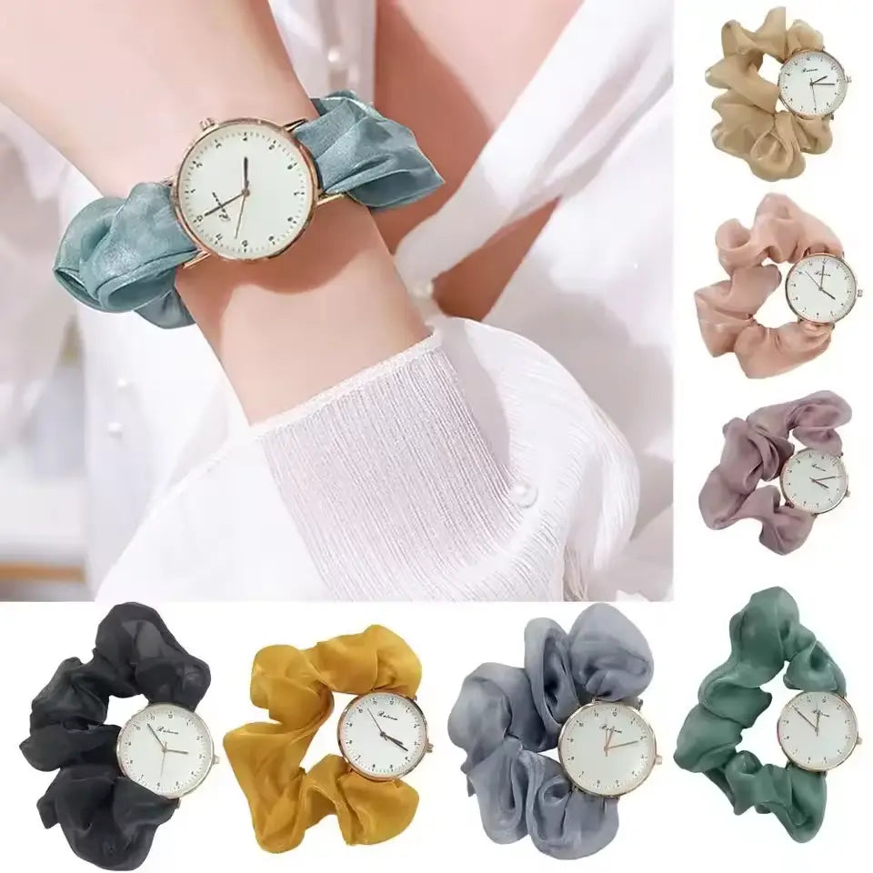 Korean Scrunchie Wrist Watch for Girls & Women – Elegant Streamer Design
