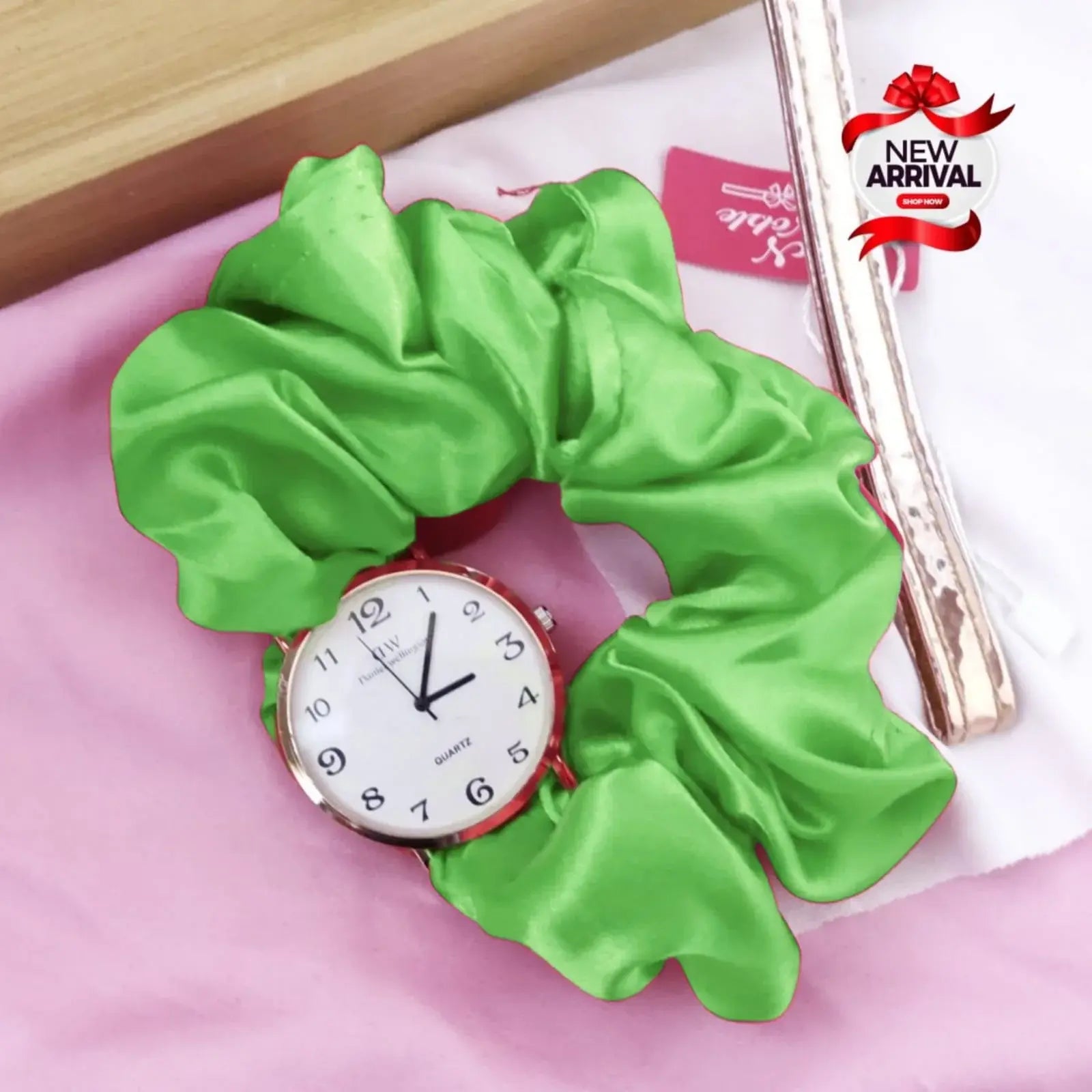 Korean Scrunchie Wrist Watch for Girls & Women – Elegant Streamer Design