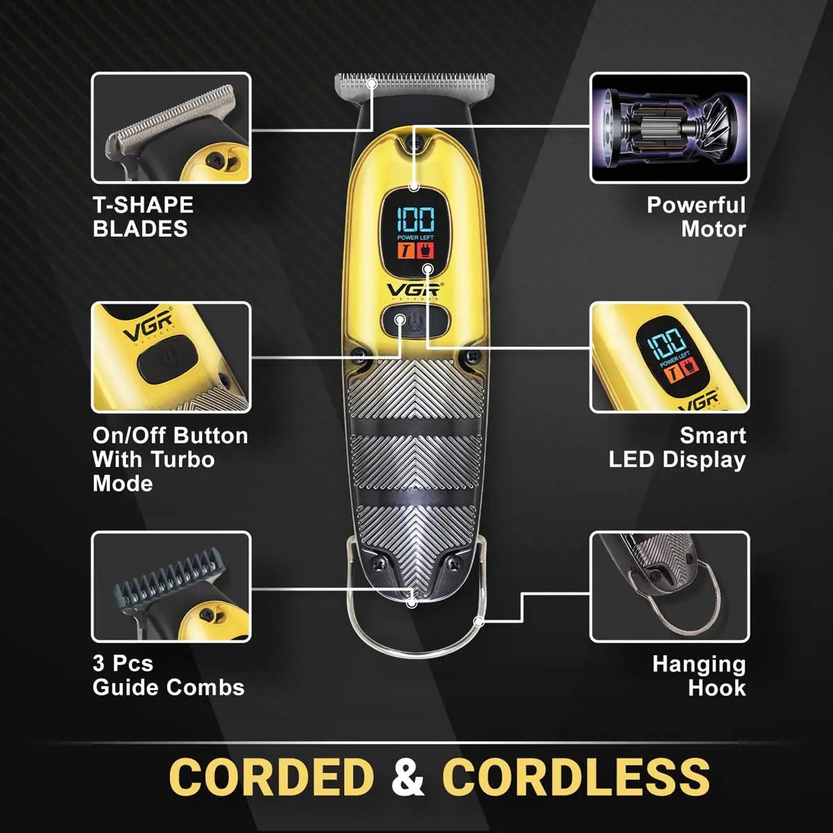 VGR V-981 Cordless Hair Trimmer for Men