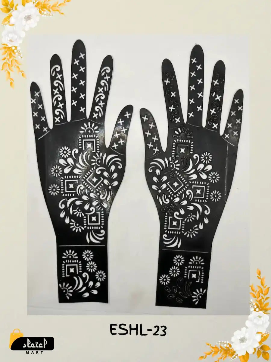 Reusable Full Hand Henna Stencil Stickers – Arabic Bridal Mehndi Design
