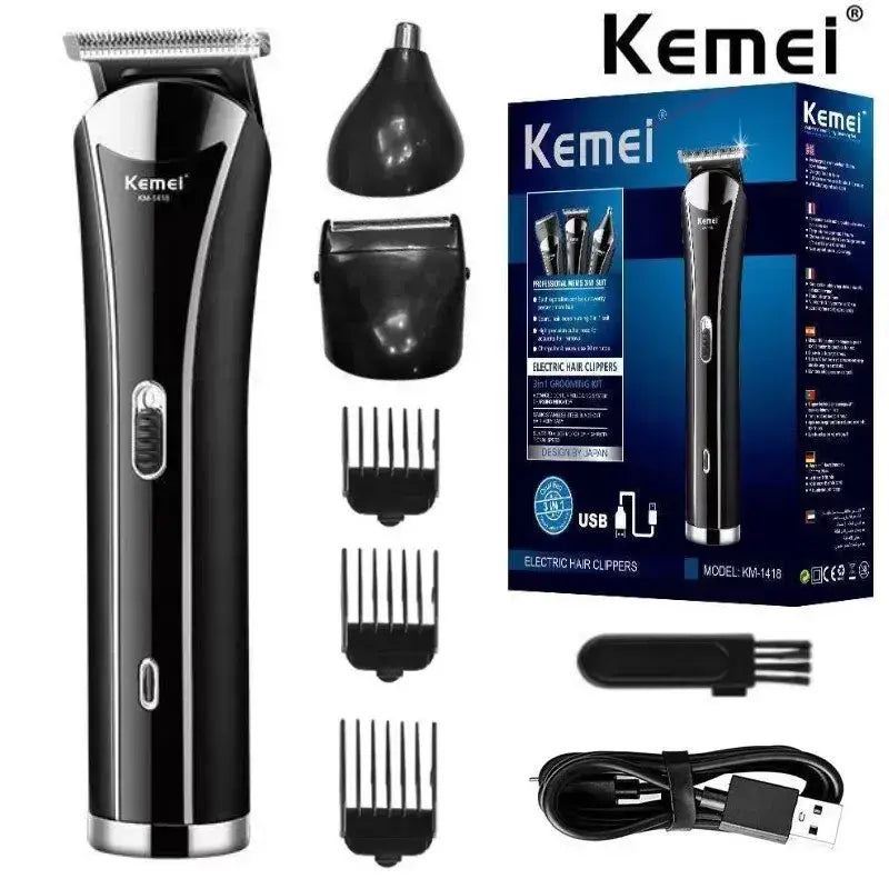 Kemei KM-1418 3-in-1 Electric Clipper: Beard, Nose, Shaver