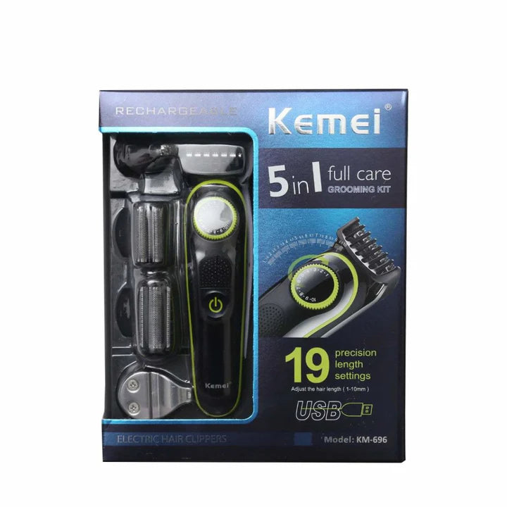 Kemei KM-696 – Ultimate 5 in 1 Grooming Kit | Beard, Hair & Body Trimmer