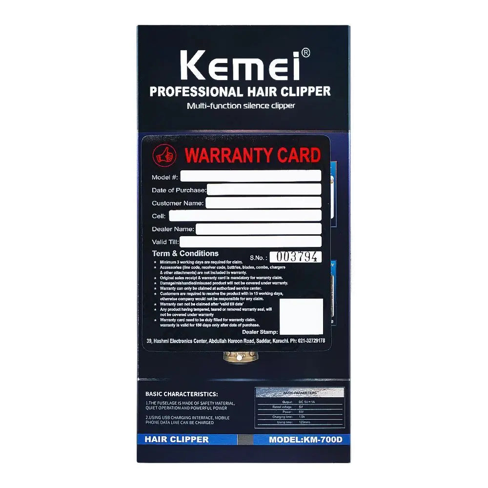 Kemei KM-700D Professional Hair Clipper & Trimmer for Men