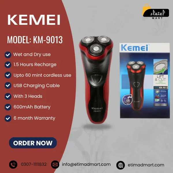 Orignal Kemei KM-9013 Waterproof Electric Shaver