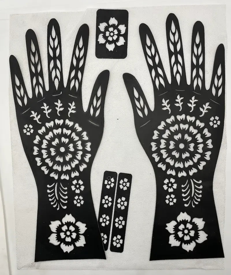 Reusable Full Hand Henna Stencil Stickers – Arabic Bridal Mehndi Design