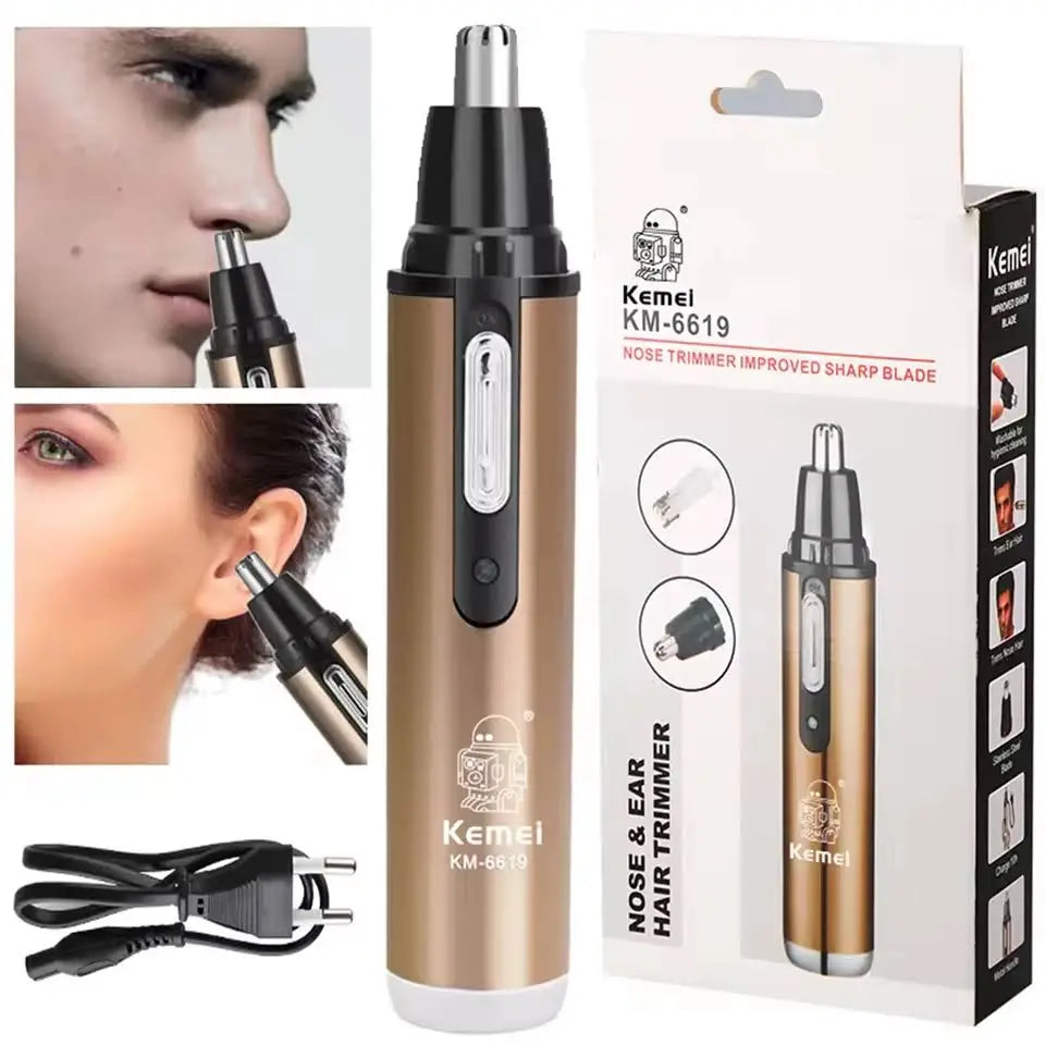Kemei KM-6619 Nose and Ear Hair Trimmer for Unisex | Effortless Hair Removal