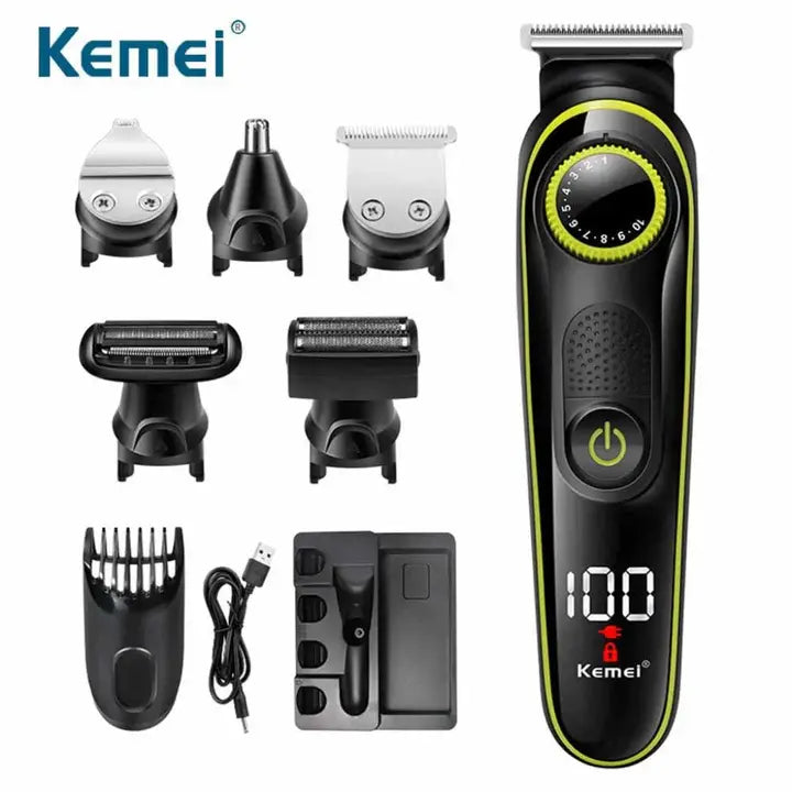 Kemei KM-696 – Ultimate 5 in 1 Grooming Kit | Beard, Hair & Body Trimmer