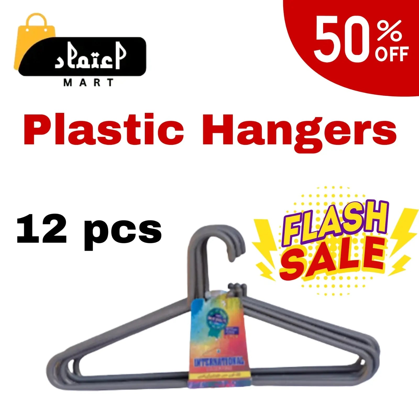 Pack of 12 HeavyDuty Plastic Hangers – Premium Quality