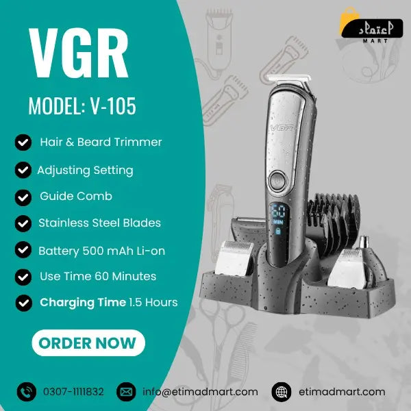 VGR V-105 5 in 1 Multi-Functional Grooming Kit for Men