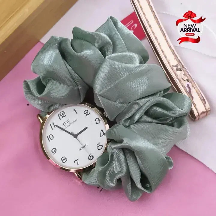 Korean Scrunchie Wrist Watch for Girls & Women – Elegant Streamer Design