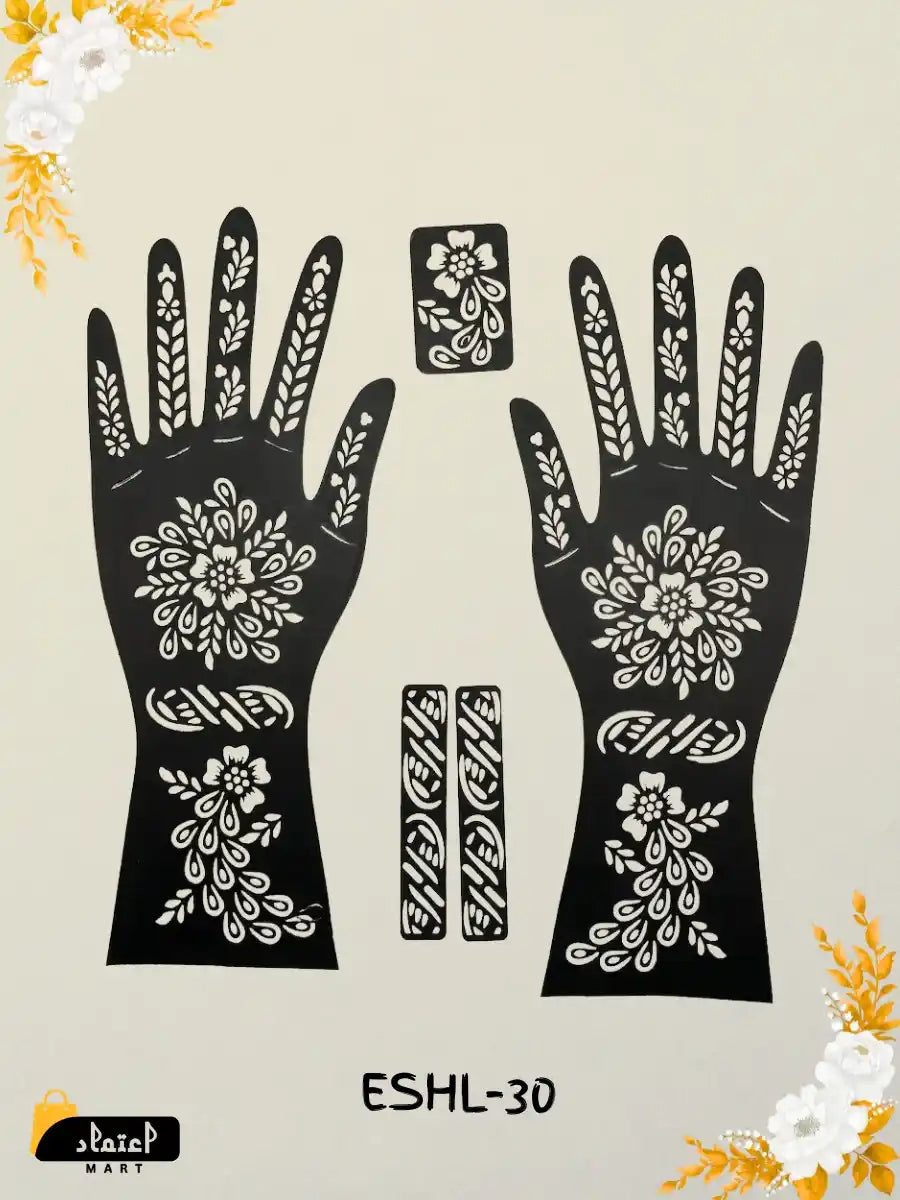 Reusable Full Hand Henna Stencil Stickers – Arabic Bridal Mehndi Design