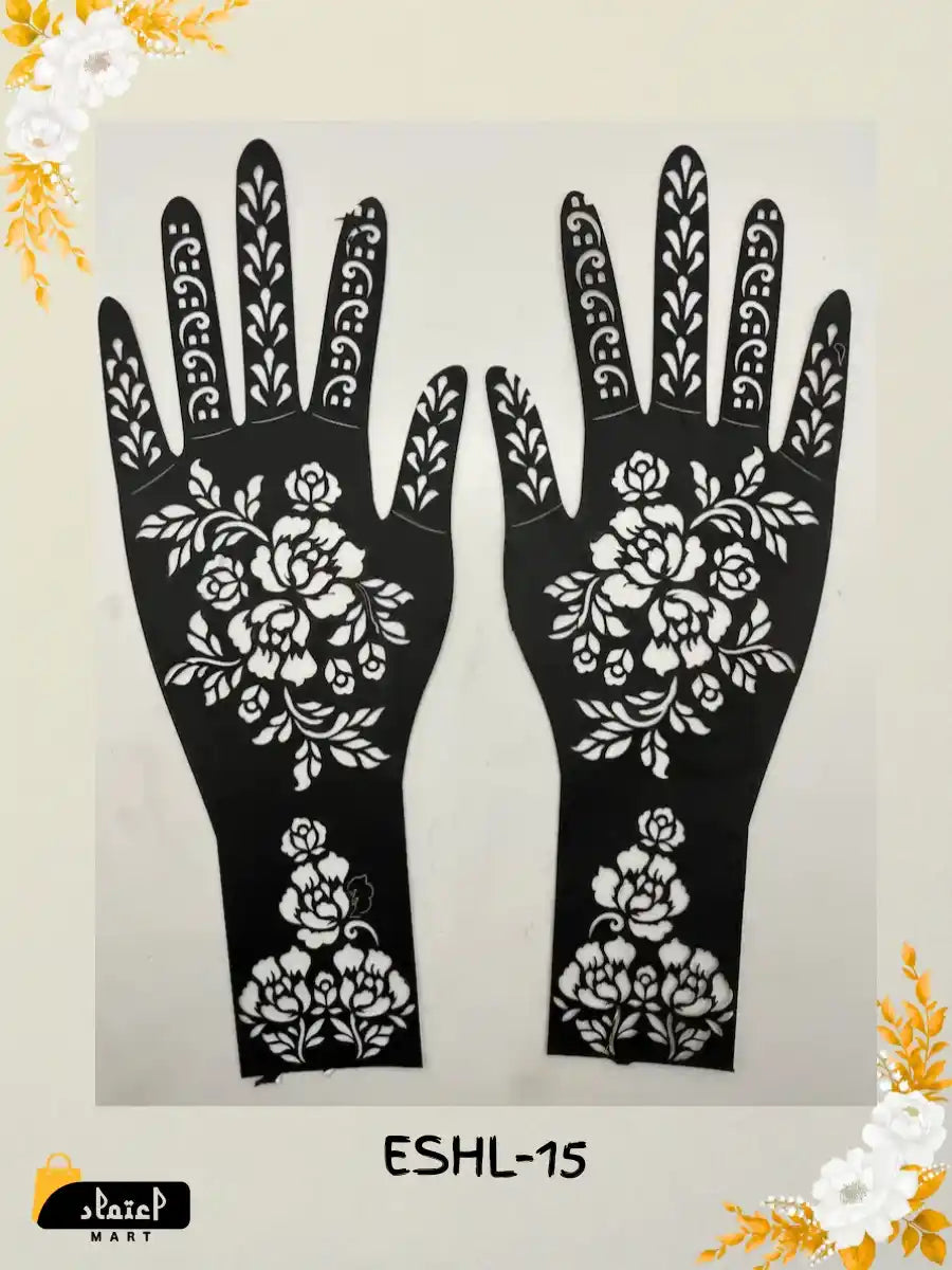 Reusable Full Hand Henna Stencil Stickers – Arabic Bridal Mehndi Design