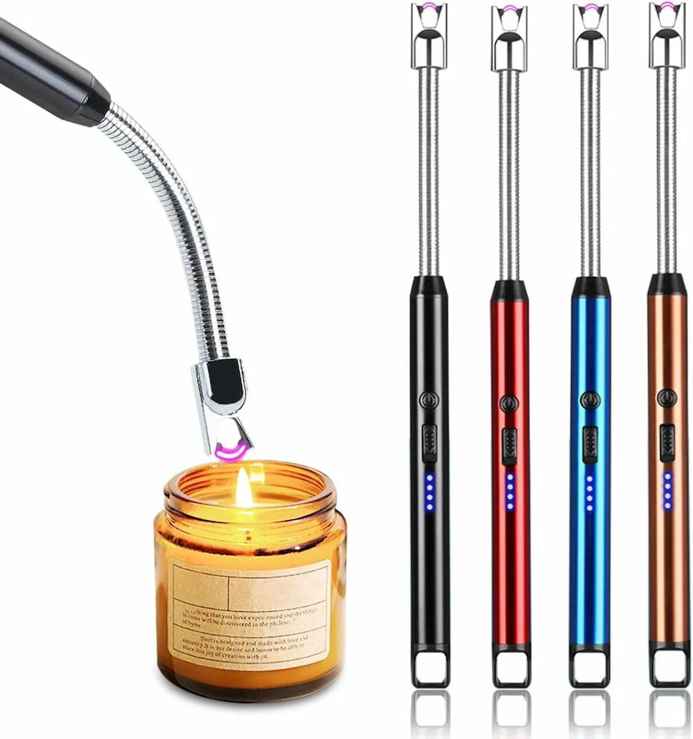 USB 360° Flexible Arc Lighter with LED Display – Windproof
