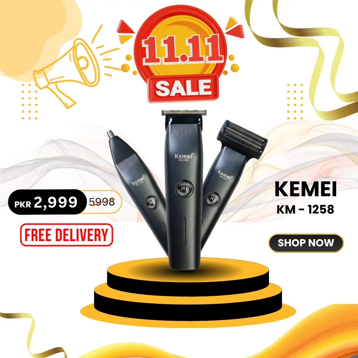 Kemei KM-1258 3 in 1 Grooming Kit for Men