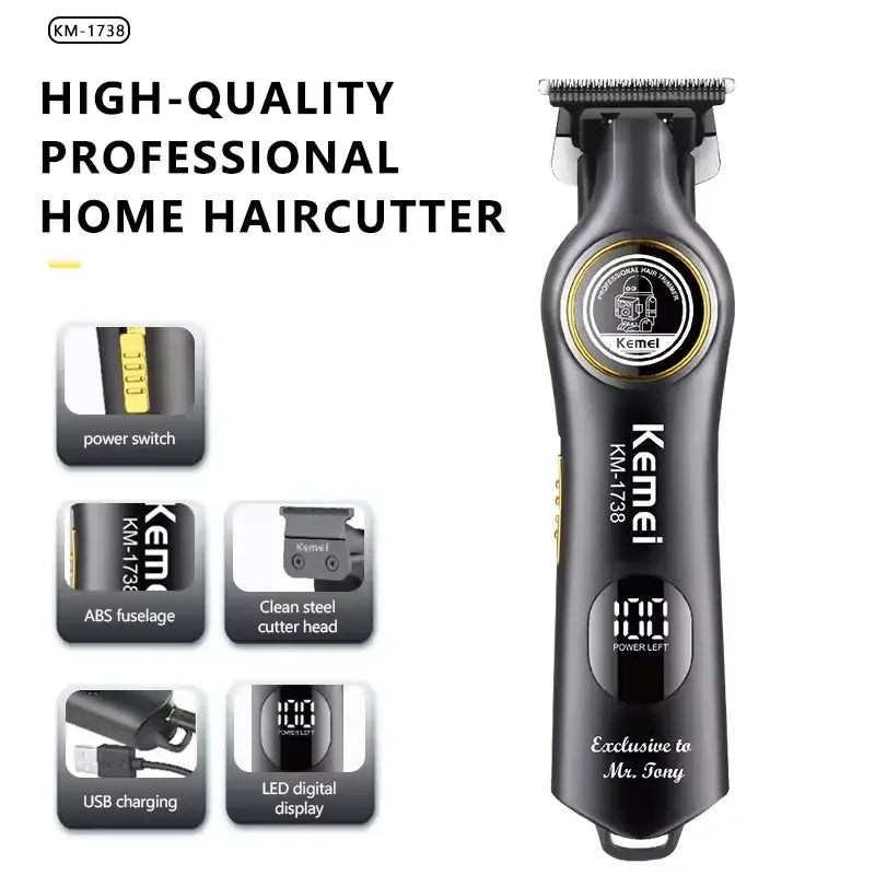Kemei KM-1738 Cordless Hair Trimmer for Men