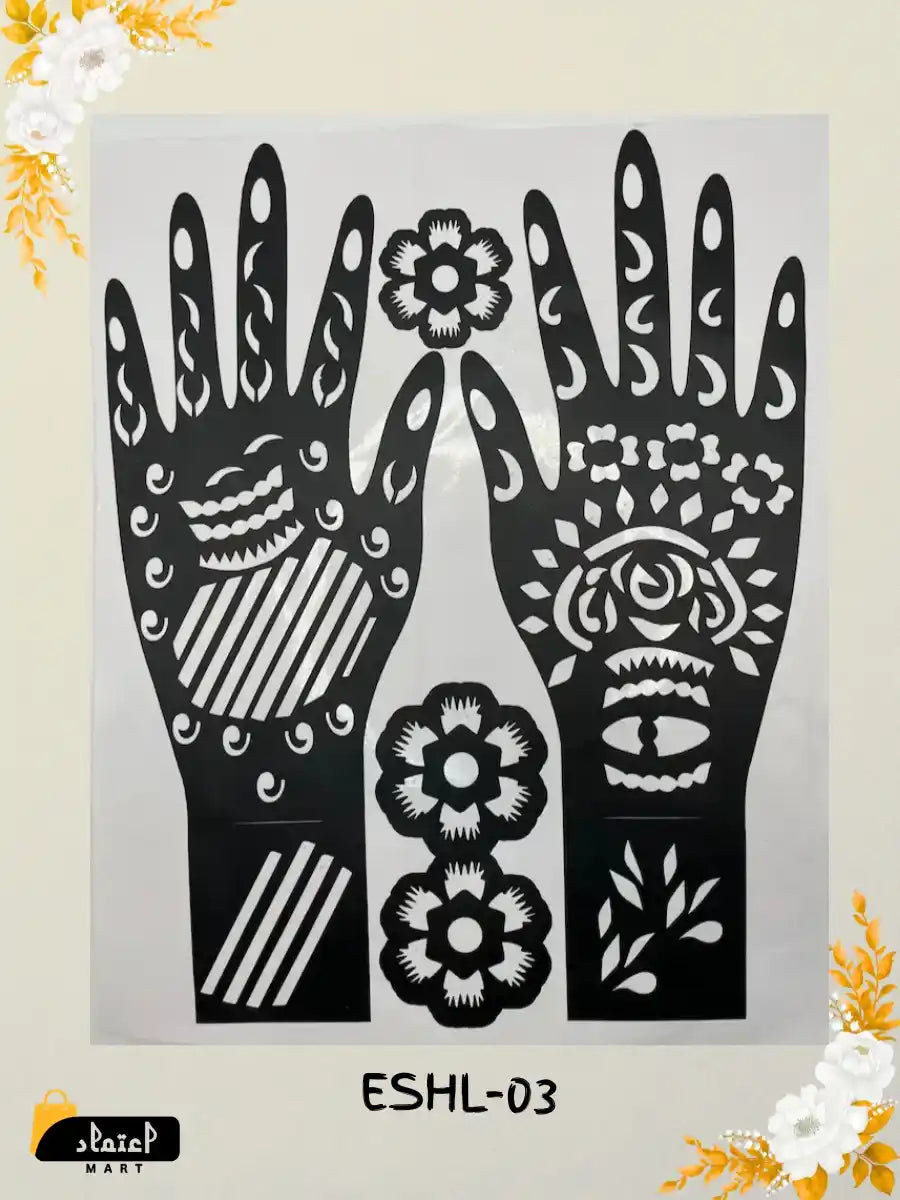 Reusable Full Hand Henna Stencil Stickers – Arabic Bridal Mehndi Design