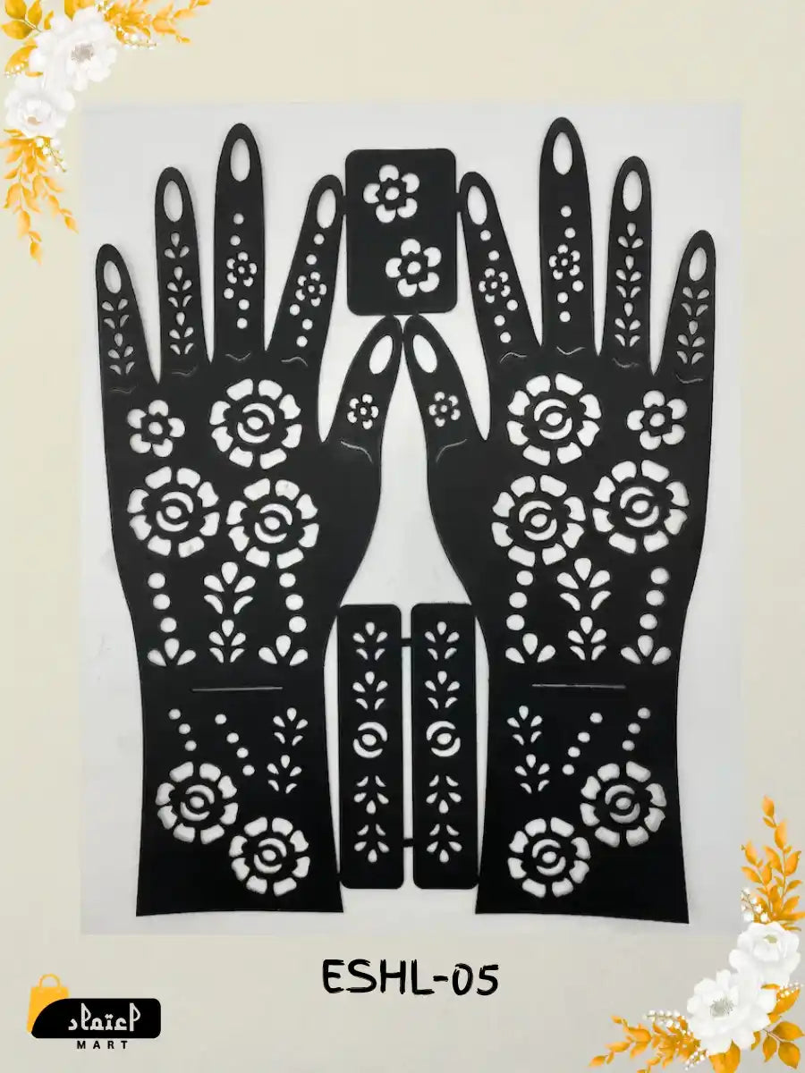 Reusable Full Hand Henna Stencil Stickers – Arabic Bridal Mehndi Design