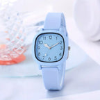 Square Silicone Quartz Korean Watch for Girls & Women