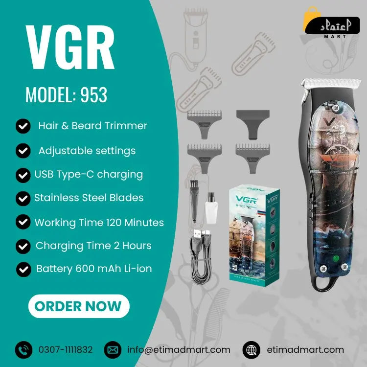 VGR V-953 Professional Cordless Hair Trimmer for Men