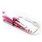 Kemei KM-1291 3-in-1 Hair Straightener, Curler & Crimper