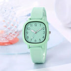 Square Silicone Quartz Korean Watch for Girls & Women
