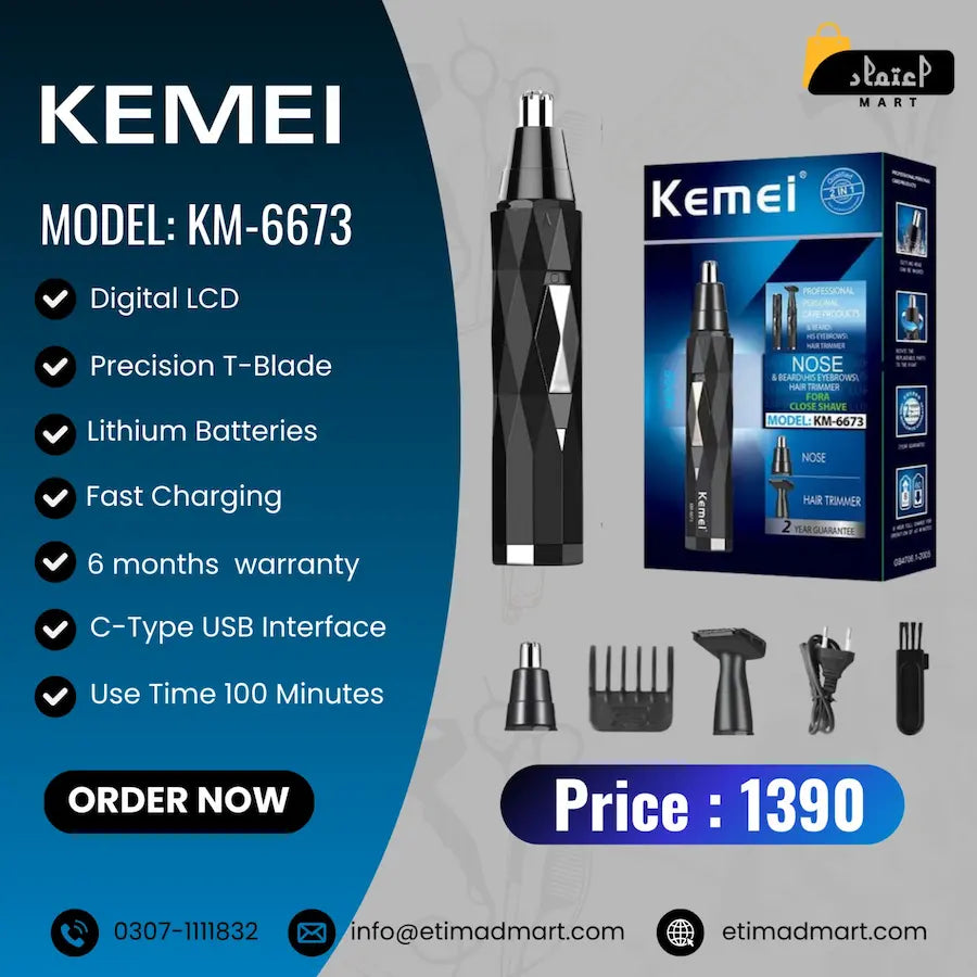 Kemei KM-6673 Gentle Nose Hair Clipper & Facial Shaver
