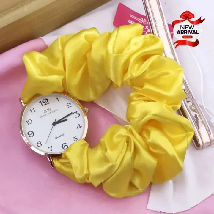 Korean Scrunchie Wrist Watch for Girls & Women – Elegant Streamer Design