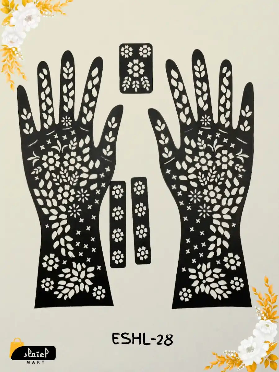 Reusable Full Hand Henna Stencil Stickers – Arabic Bridal Mehndi Design