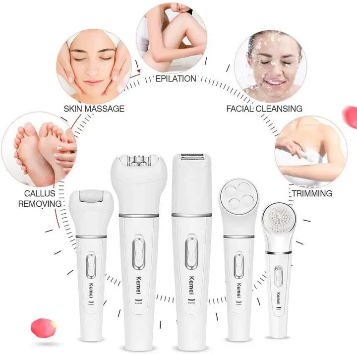 Kemei KM-2199 Multifunction 5-in-1 Ladies Epilator Shaver