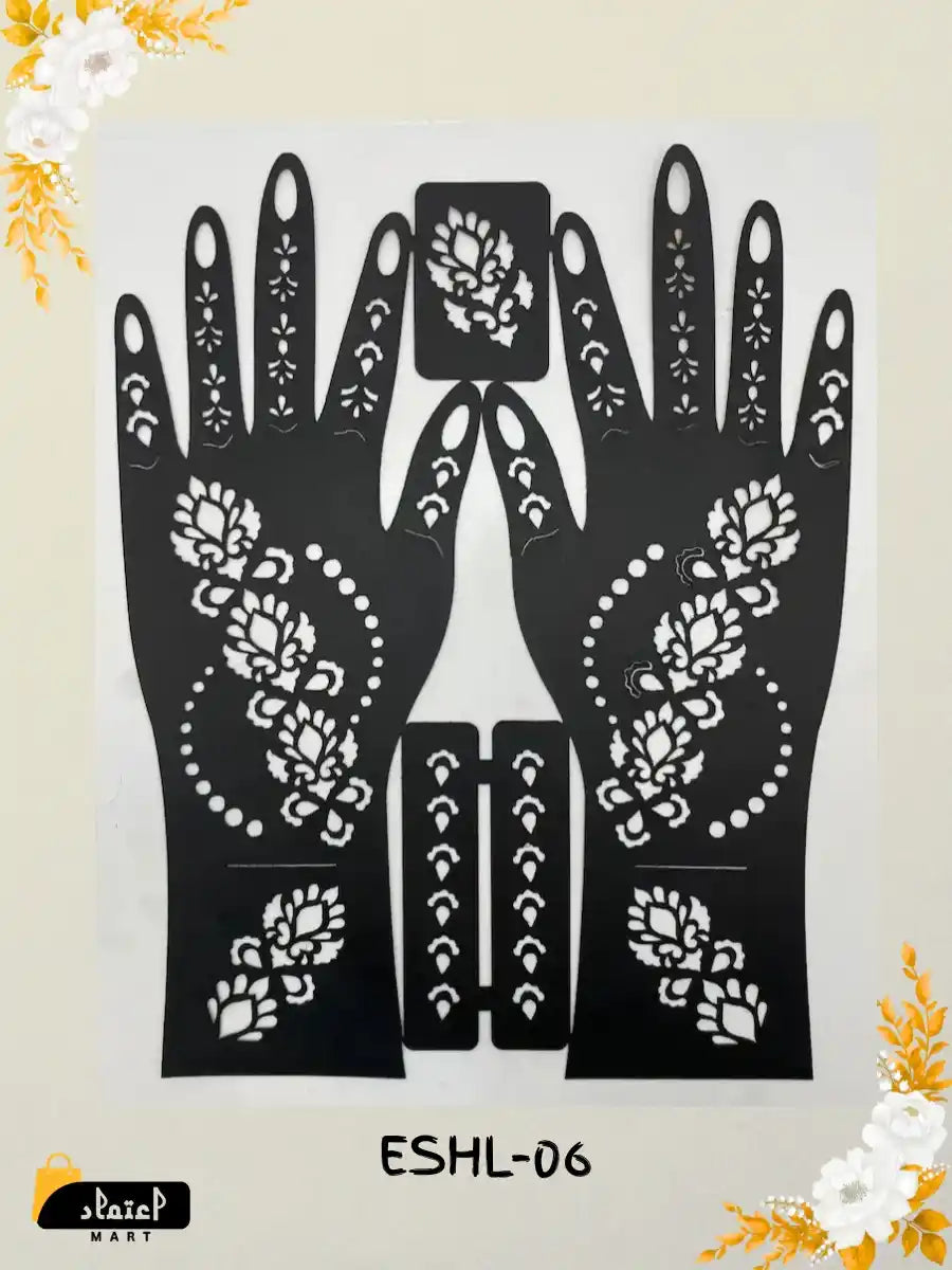 Reusable Full Hand Henna Stencil Stickers – Arabic Bridal Mehndi Design
