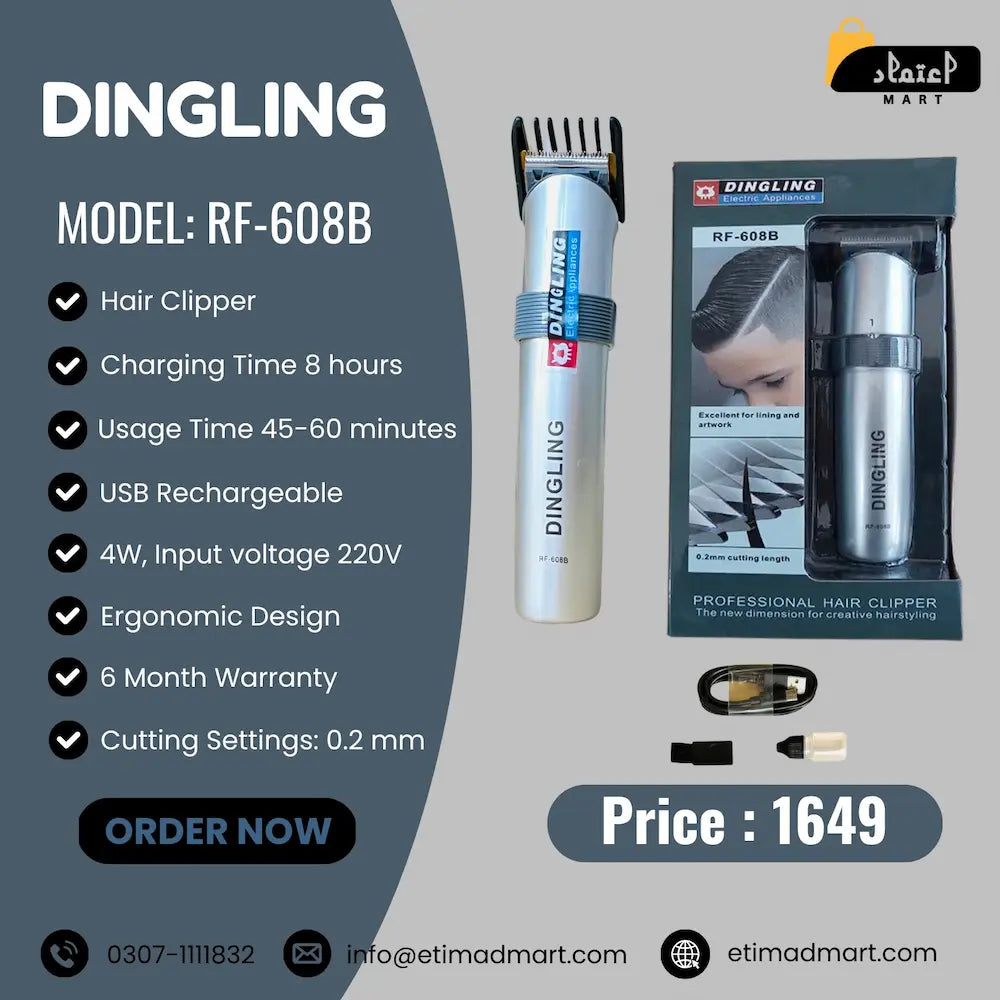 Dingling 608B USB Type C Hair Trimmer & Beard Clipper for Men