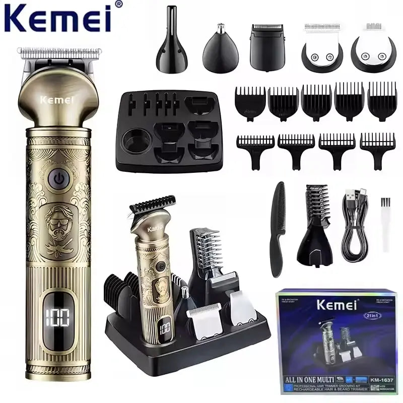 Kemei KM-1637 Digital 21-in-1 All-Purpose Grooming Kit