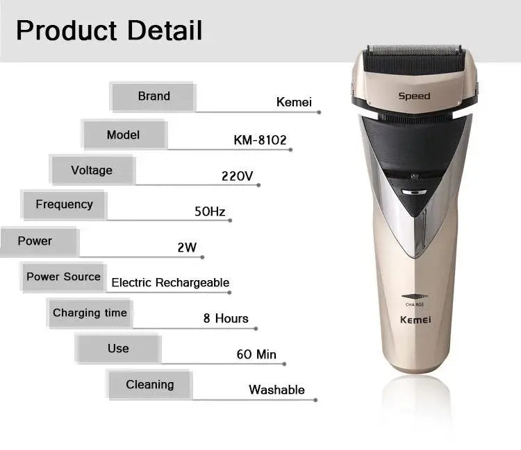 Kemei KM-8102 Triple Blade Electric Shaver