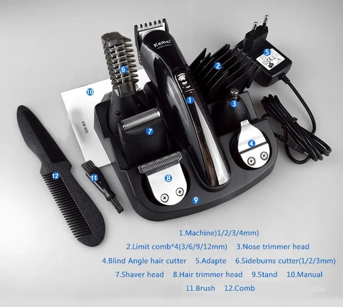 Kemei Km-600 11-In-1 Super Grooming Kit | Ideal for Home or Salon Use