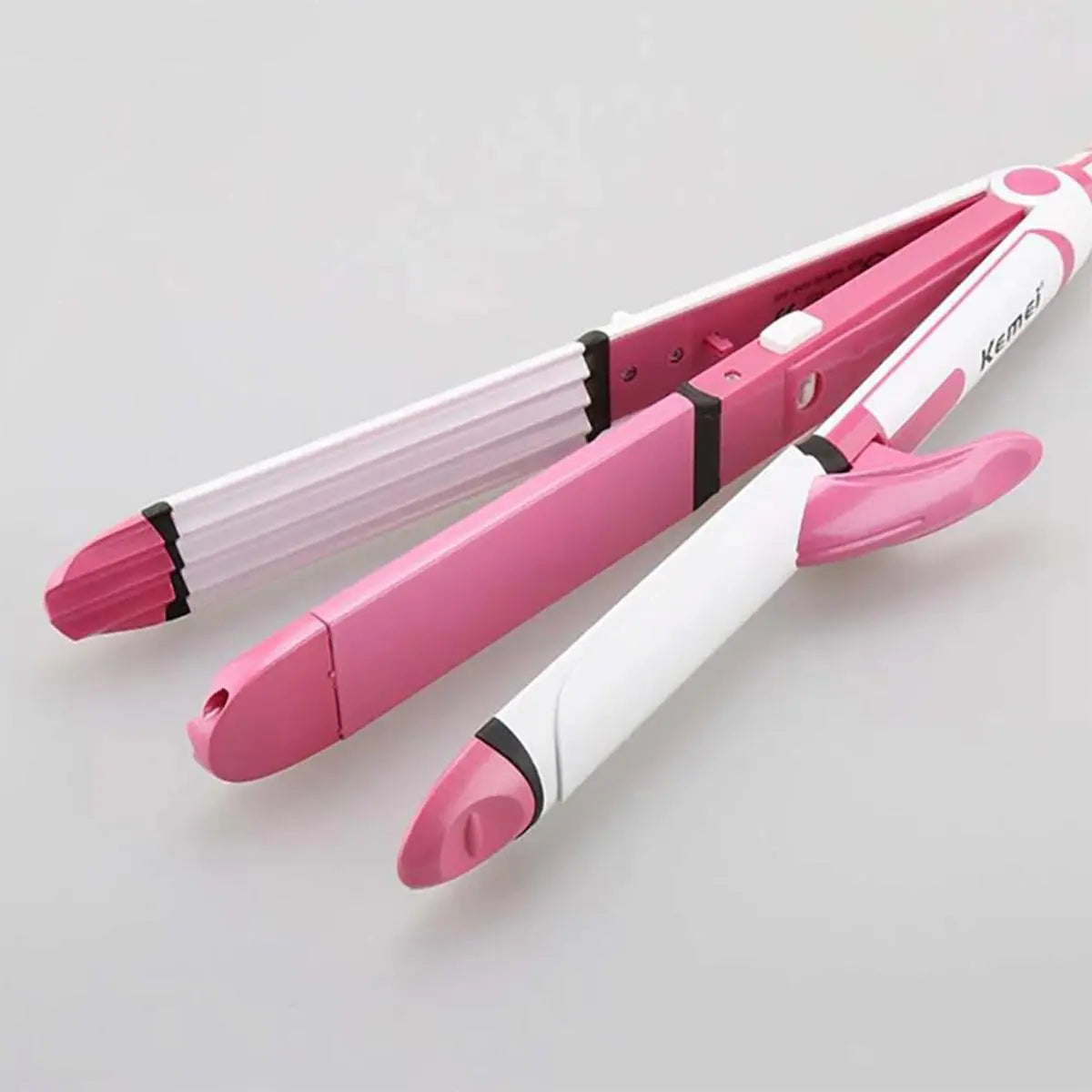 Kemei KM-1291 3-in-1 Hair Straightener, Curler & Crimper