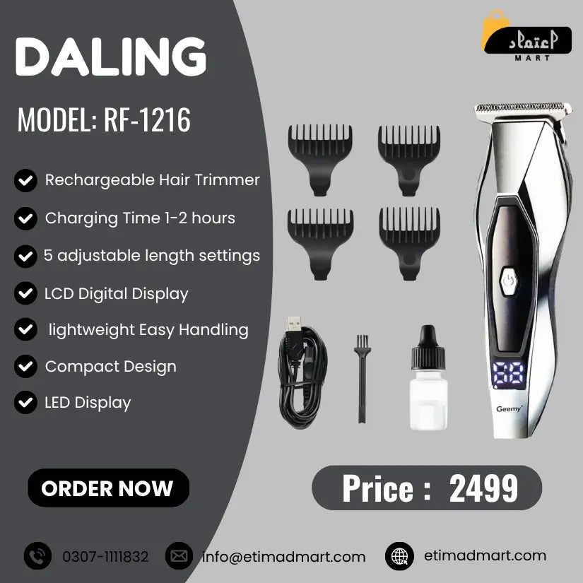 DALING DL-1216 Electric Hair Trimmer – Cordless & Rechargeable