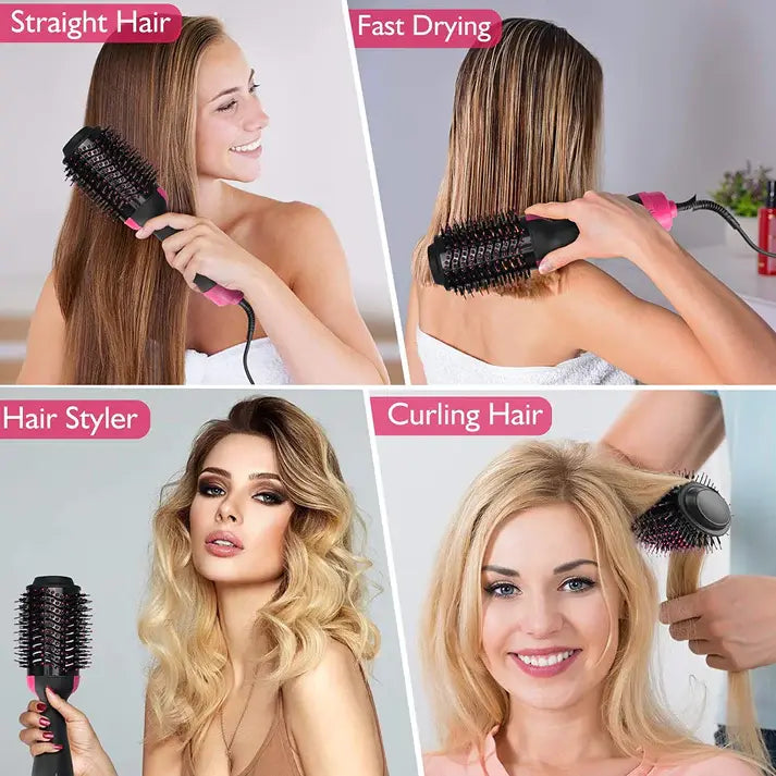 One Step Hot Air Brush - 3 in 1 Hair Dryer, Straightener & Curler