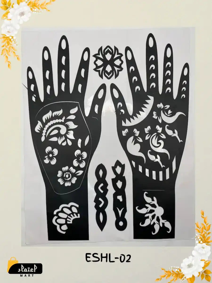 Reusable Full Hand Henna Stencil Stickers – Arabic Bridal Mehndi Design