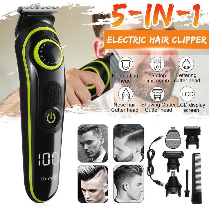 Kemei KM-696 – Ultimate 5 in 1 Grooming Kit | Beard, Hair & Body Trimmer