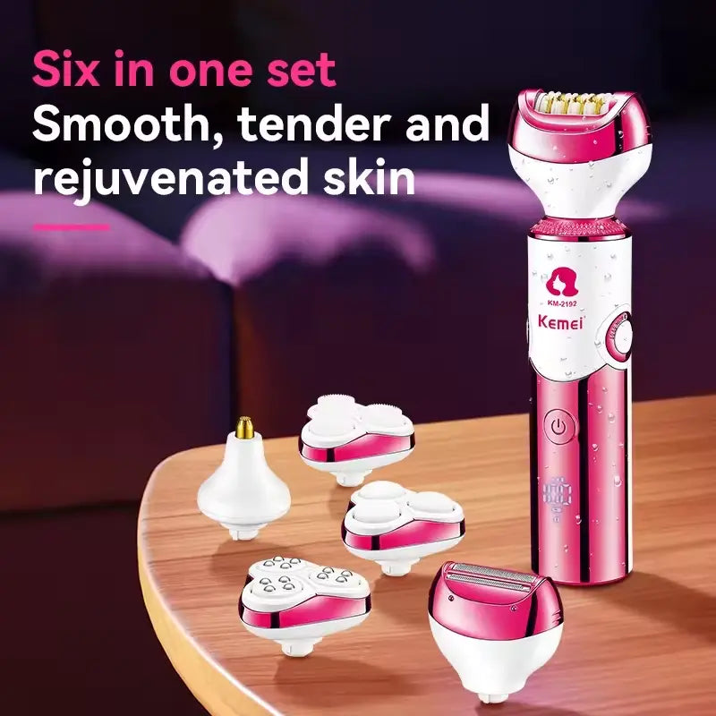 Kemei KM-2192 6-in-1 Multifunction Shaver Epilator Kit