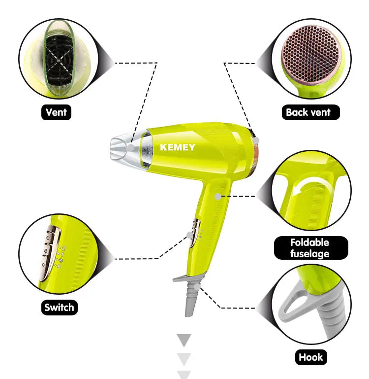 Kemei KM-6821 Compact & Foldable Hair Dryer